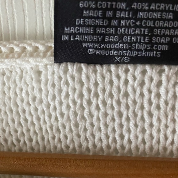 wooden ships Hudson Laced Cotton Open Knit Oversized Sweater in White/Navy XS/S - Picture 5 of 7
